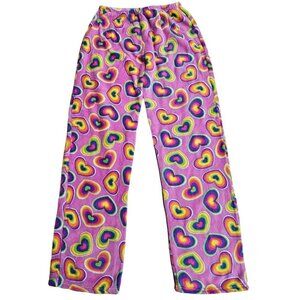 Pajama Pants Women Junior Small Sleepwear Plush Fleece Fuzzy Rainbow PJ Bottoms